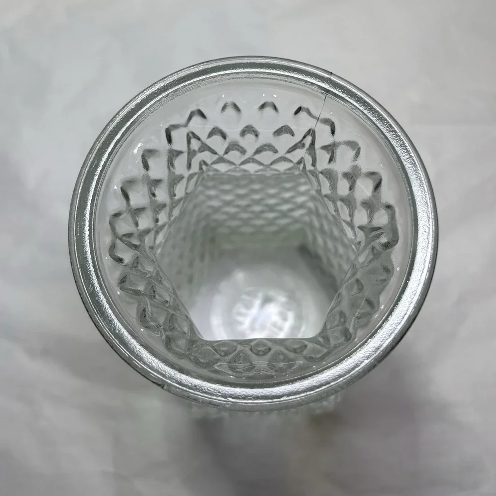 Vintage Hoosier Glass Diamond‎ Cut Vase 5.5inch Tall #4071